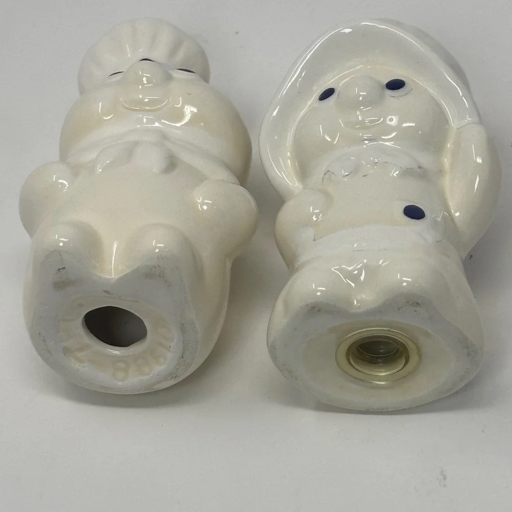 Vintage Pillsbury Doughboy Poppie Fresh Salt and Pepper Shakers Ceramic White